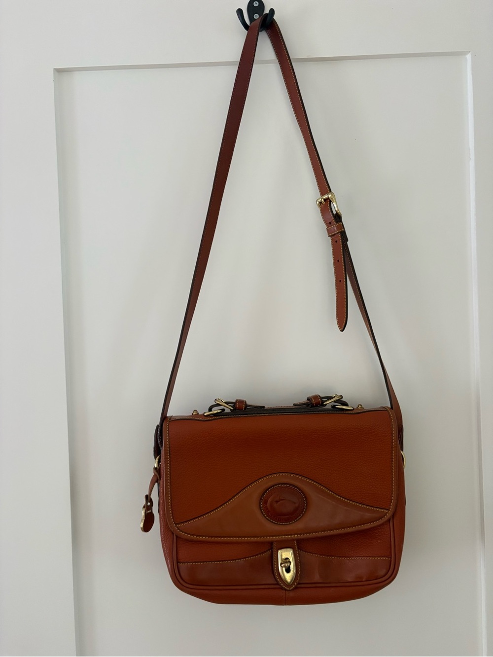 Vintage Dooney & Bourke Brown All Weather Leather Duck Crossbody Satchel
